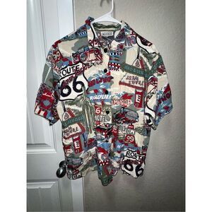 Vintage Mirrors Route 66 Button Up Tshirt